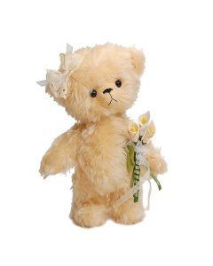 Lilliana 21cm Steiff-Schulte Mohair 5-Way Jointed Bear Kit with Arum Lily Bouquet