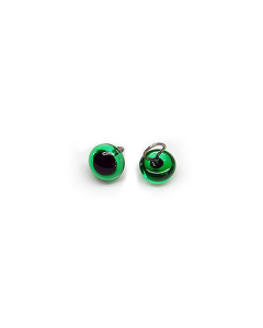 Green Glass Eyes with Loop 12mm One Pair