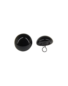 Black Glass Eyes with Loop 16mm One Pair