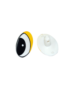 Character Cartoon Style Sew-in Plastic Eyes White with Black Pupil and Yellow Lid One Pair