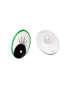 Character Cartoon Style Sew-in Plastic Eyes White with Black Pupil and Green Rim One Pair